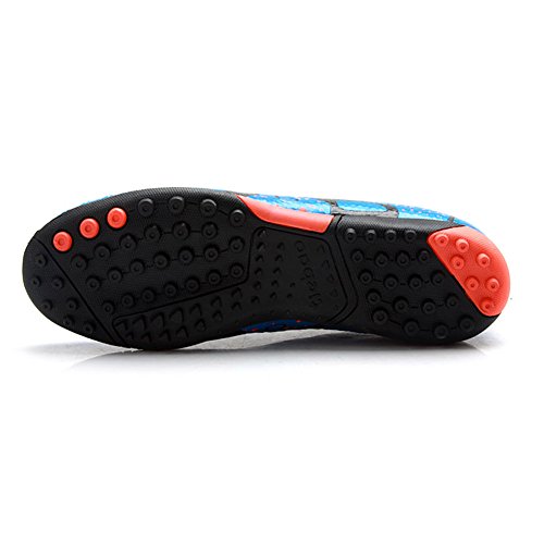 Tiebao Niños Difícil Suelo Artificial Velocidad PU Cuero Fútbol Zapatos (Azul, Niño pequeño EU32)