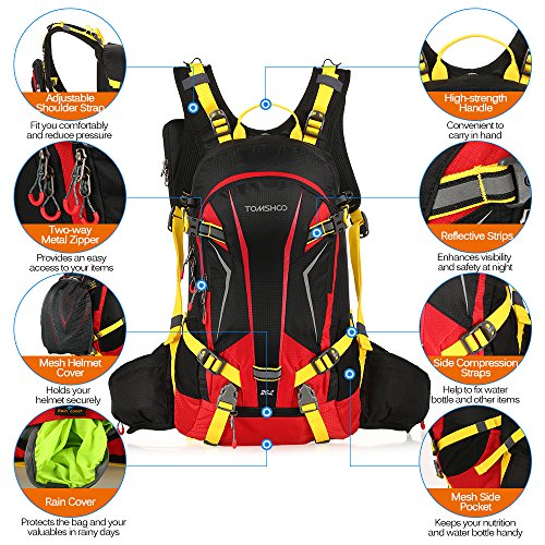 TOMSHOO Mochila Ciclismo 20L/30L Impermeable para Excursionismo Ciclismo Alpinismo Senderismo Camping al Aire Libre con Cubierta de Lluvia y del Casco