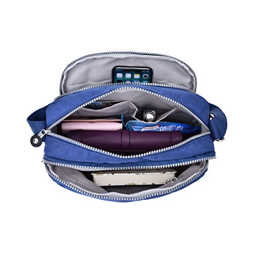 tuokener Bolso Nylon Mujer Bandolera Pequeños Impermeable Bolsos Estampados Bandoleras Bolsa para Viaje,Azul