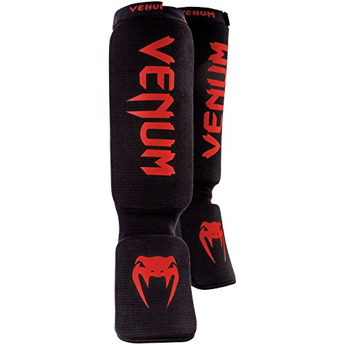 VENUM VENUM-0480-100 Espinilleras de Boxeo, Unisex Adulto, Negro/Rojo, Talla Única