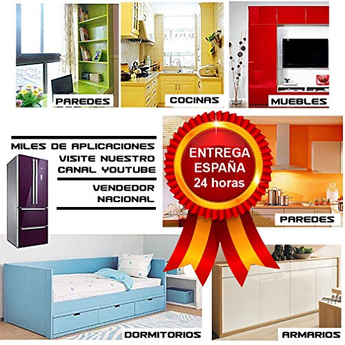 Vinilo Pegatina Muebles de Cocina, PVC Engomada Autoadhesivo Protege o Decora Armario y Aparatos Eléctricos, Papel Pintado para Muebles/Cocina/Baño,Impermeable Pegatina, Rollo 60cm (Rojo, 3)