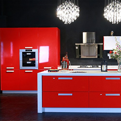 Vinilo Pegatina Muebles de Cocina, PVC Engomada Autoadhesivo Protege o Decora Armario y Aparatos Eléctricos, Papel Pintado para Muebles/Cocina/Baño,Impermeable Pegatina, Rollo 60cm (Rojo, 3)