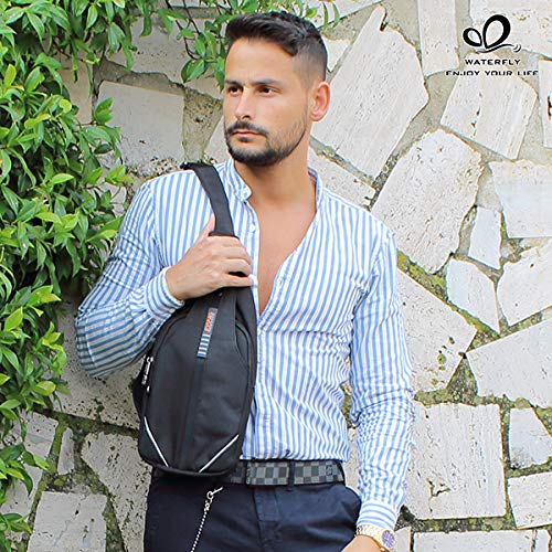 Waterfly Mochila Bandolera Mochila Cruzada Pecho Mochila Bolso Pequeño para Ciclismo Deportivo Hombre y Mujer (Negro)