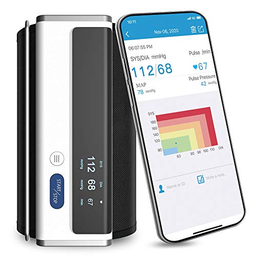 Wellue Armfit Máquinas para medir la presión arterial en el brazo para uso doméstico, Monitor de Presión Arterial Digital Automático Bluetooth con un gran brazalete