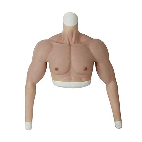 WJH Falso Pecho Masculino Muscular del Brazo de Silicona del Consejo de Medio Cuello Alto para Navidad hollaween apoyos Cosplay Traje de Mascarada del Maquillaje