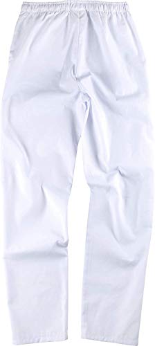 Work Team Uniforme Sanitario, con elástico y cordón en la Cintura, Casaca y Pantalon Unisex Blanco XS