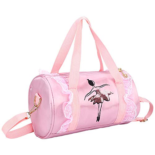 Zerodis- Bolso de Ballet para niñas Ballet Princess Dance Bag Ballet Bolso de Baile Latino Bolso de Hombro Bolso Cruzado con Encaje para Bailarina Niñas(Pink Short Gauze)
