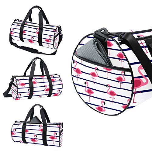 Z&Q Línea Red Flamingo Fitness Sport Gym Bag con Bolsillos Laterales y Compartimento Impermeable Bolsa de Viaje Duffel para Mujeres y Hombres 45x23x23cm