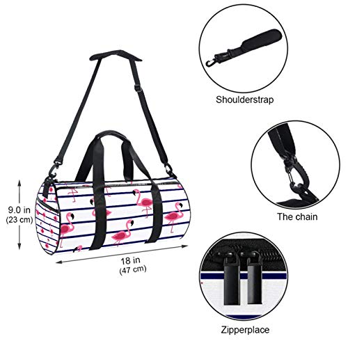Z&Q Línea Red Flamingo Fitness Sport Gym Bag con Bolsillos Laterales y Compartimento Impermeable Bolsa de Viaje Duffel para Mujeres y Hombres 45x23x23cm