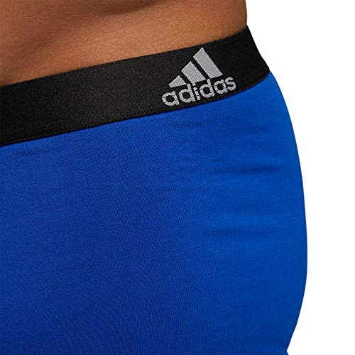 adidas Men's Stretch Cotton Trunk Underwear (3-Pack) Boxed, Bold Blue/Onix Grey/Black, Medium