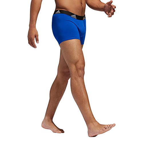 adidas Men's Stretch Cotton Trunk Underwear (3-Pack) Boxed, Bold Blue/Onix Grey/Black, Medium