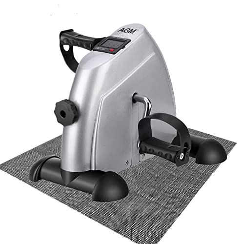AGM Pedales Estaticos, Pedaleador Estaticos, Mini Bicicleta Estáticas, Máquinas de Piernas, Ejercitador de Pedal para Entrenamiento de Brazos y Piernas LCD Pantalla y Resistencia Ajustable