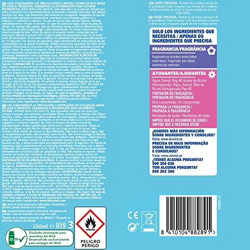 Air Wick Freshmatic Aparato y Recambio de Ambientador Spray Automático, Esencia para Casa con Aroma a Oasis Turquesa - 1 Aparato + 1 Recambio, Negro (3040036)