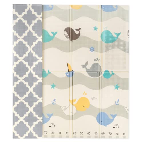 Alfombra Infantil de Juegos 180x200x1,5cm - Alfombra Bebe XXL Reversible - Lado Niños y Lado Adultos - Parque Infantil Bebe Espuma Gruesa - Plegable e Impermeable - Certificado CE sin Producto tóxico