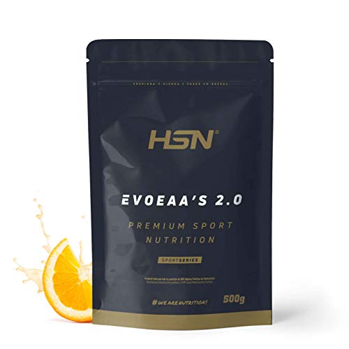 Aminoácidos Esenciales en Polvo de HSN Evoeaa's | Sabor Naranja 500 g = 37 Tomas por Envase | Leucina, Isoleucina, Valina, Lisina, Metionina, Treonina, Triptófano, Histidina, Fenilalanina