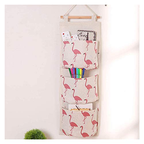 Andiker Bolsa de Almacenamiento para Colgar en la Pared, Organizador de Lino de Almacenamiento para Colgar en la Pared, Almacenamiento sobre la Puerta Bolsa de Almacenamiento con 3 Bolsillos (Blanco)
