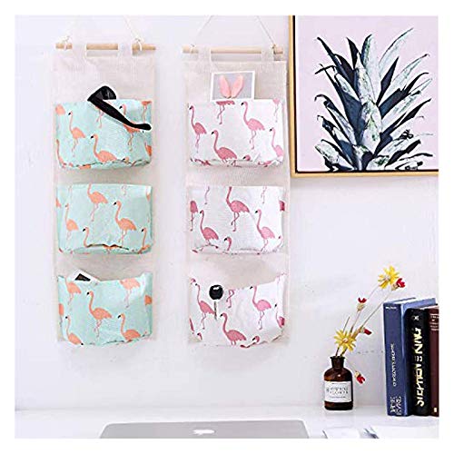 Andiker Bolsa de Almacenamiento para Colgar en la Pared, Organizador de Lino de Almacenamiento para Colgar en la Pared, Almacenamiento sobre la Puerta Bolsa de Almacenamiento con 3 Bolsillos (Blanco)