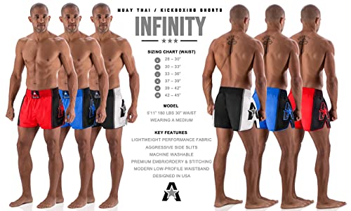 Anthem Athletics Infinity G2 Muay Thai Shorts - Kickboxing, Thai Boxing - Rojo y negro G2 - Pequeño