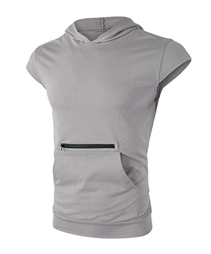 Cabeen Camiseta de Tirantes Deportiva Fitness Sudadera con Capucha Sin Mangas para Hombre Culturismo Gym Tank Top con Bolsillos