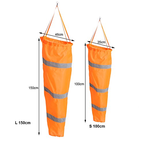 Cafopgrill Fluorescente Naranja Direccional Manga de Viento Aeropuerto Manga de Viento Rip-Stop Indicador de calcetín de Viento al Aire Libre Bolsa de medición con cinturón Reflectante Nylon(100CM)