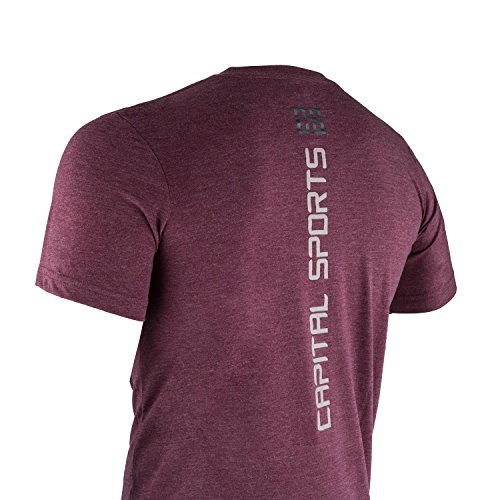 CapitalSports Capital Sports Camiseta de Entrenamiento Masculina Talla S Granate (Diseño Impreso Frontal y Espalda, Resistencia, Ideal Deporte Fitness Cross-Training, Ejercicio Gimnasio o Tiempo lib