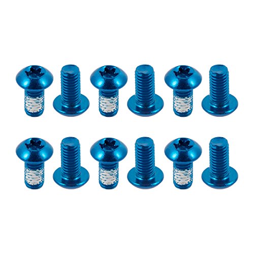 Chooee 12Pcs MTB Tornillos Bicicleta Bici Disco Freno Rotos Pernos Disc Negro M5x10mm Brake Rotor Bolts,Azul