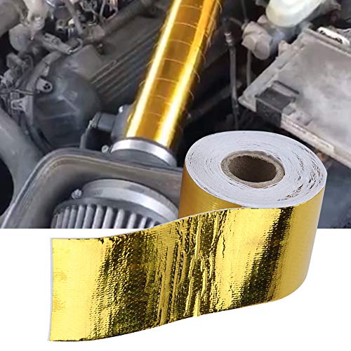Cinta Adhesiva, 1 Rollo de oro del Coche de Aluminio Cinta Adhesiva Cinta Adhesiva Reflectante Escudo Protector Térmico(10M*5CM)