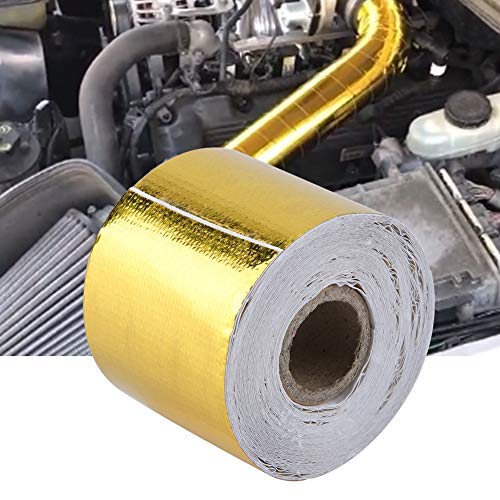Cinta Adhesiva, 1 Rollo de oro del Coche de Aluminio Cinta Adhesiva Cinta Adhesiva Reflectante Escudo Protector Térmico(10M*5CM)
