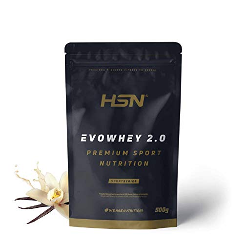 Concentrado de Proteína de Suero de HSN Evowhey Protein 2.0 | Sabor Vainilla 500 g = 17 Tomas | Whey Protein Concentrate para Ganar Masa Muscular | No-GMO, Vegetariano, Sin Gluten ni Soja