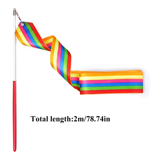 Cuatro Coloridos Cinturones de Fitness Cintas de Gimnasia Rítmica Cintas de Baile Cintas de Gimnasia de Rendimiento Artístico Serpentinas Cintas deportivas Cintas de Baile con Varillas