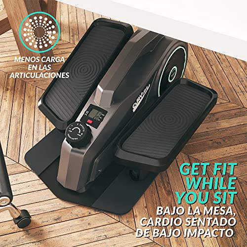 Curv Mini de Bluefin Fitness | Bicicleta Elíptica de Oficina para Entrenar Sentado | Resistencia Regulable | Rueda Motora Silenciosa | Pantalla LCD | Bluetooth | App FitShow para tu Fitness en Casa