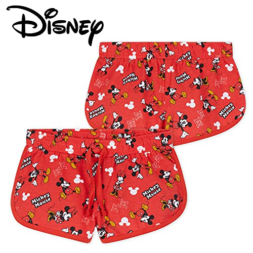 Disney Pantalon Corto Niña, Pack De 2 Pantalones Cortos de Mickey y Minnie Mouse, Ropa Niña de Algodón, Regalos para Niñas 18 Meses-10 Años (Rojo/Negro, 5-6 años)