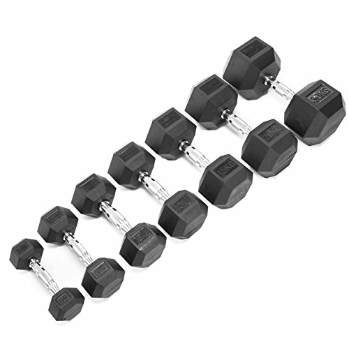 #DoYourFitness Mancuernas hexagonales 2-30 kg - Hierro Fundido con Revestimiento de Goma - Gimnasio o Entrenamiento en Casa (5 Kg)