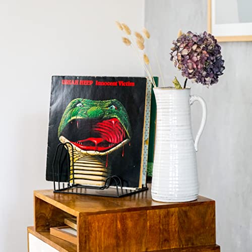 draadwerk® Almacenamiento de discos de vinilo, soporte de vinilo para 35 discos, soporte para libros, revistas, decoración de discos de vinilo, color negro