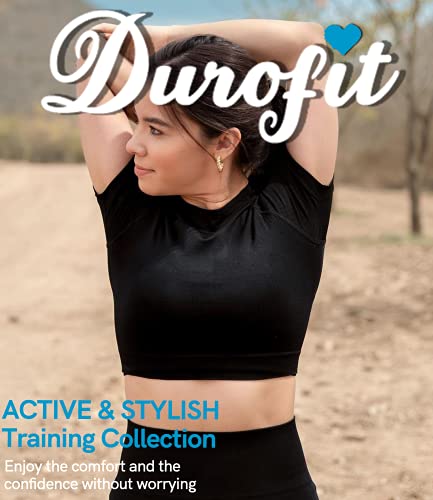 DUROFIT Top de Manga Corta Mallas Pantalones Deportivos Tiktok Leggings Mujer Yoga de Alta Cintura Elásticos y Transpirables para Yoga Running Fitness Negro M