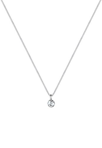 Elli Collares para damas Solitario básico con cristalería en plata esterlina de ley 925