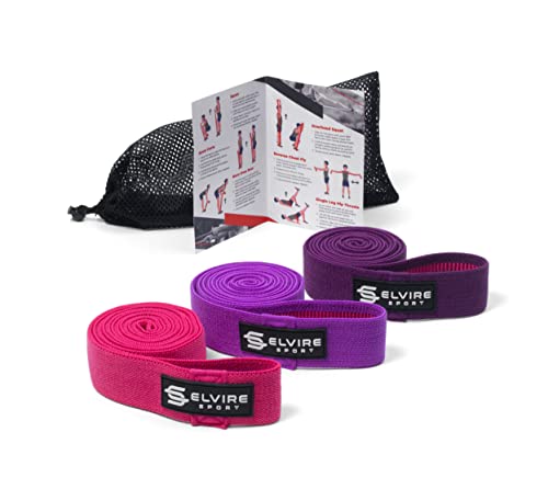 Elvire Bandas de Resistencia largas - Bandas de Ejercicio Antideslizantes de Tela - Banda de Resistencia de 3 bucles para Mujeres y Hombres con 3 Niveles de Resistencia para Entrenamiento