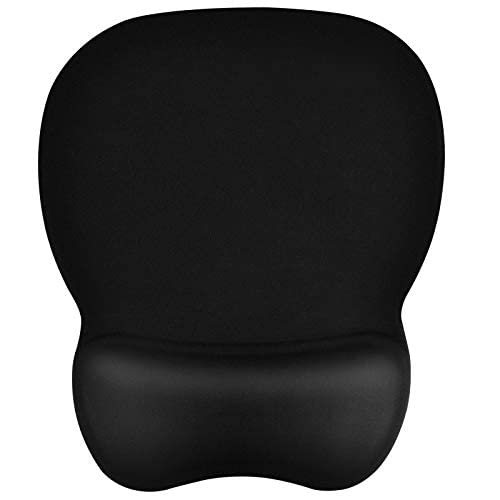 EooCoo Alfombrilla de Ratón con Reposamuñecas de Gel, Base de Silicona Antideslizante y Superficie Sedosa, 4mm - Negro