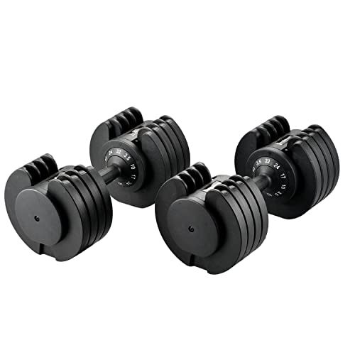Equipo de Entrenamiento con Pesas RPM, Ideal para Entrenamientos en casa, Entrenamiento de Fuerza, construcción Muscular para Hombres y Mujeres. (32kg, Par de Mancuernas Ajustables)