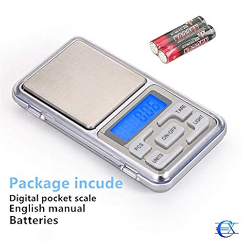 EUROXANTY® Báscula Digital de Precisión | Báscula de Cocina y Joyería | Balanza de Alimentos Multifuncional | Plataforma de Acero Inoxidable | Pantalla LCD | Peso de Cocina | Iluminación LED