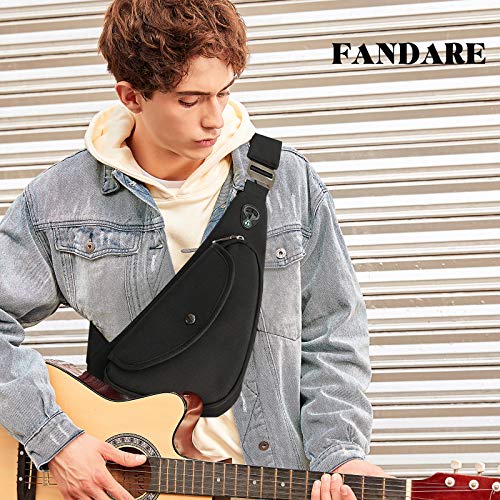FANDARE Ultraligero Bolsos Cruzados Bandoleras Hombre Bolsa de Pecho Niño Sling Bag para Deportiva Viaje Ciclismo Hiking Camping Aptitud Casual Daypacks Negro