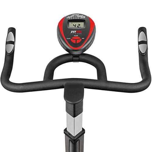FITFIU Fitness BESP-300 Bicicleta Spinning BESP-24 Profesional Volante inercia Pantalla LCD, Unisex Adulto, Negro, 24kg BESP300
