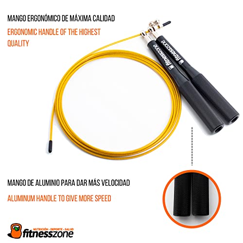 FitnessZone | Cuerda para Saltar Alta Velocidad | Comba Crossfit Ajustable para Mujer y Hombre | Speed Rope para Ejercicios, Boxeo, Fitness, Gimnasia | con Rodamientos Ligeros y Rápidos