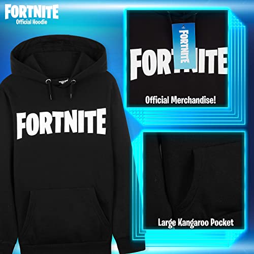 Fortnite Sudadera Niño, Ropa para Niño De Videojuego, Sudadera con Capucha para Niños, Gamer Regalos 7-15 Años (11-12 años, Negro)