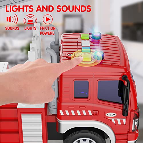 GizmoVine Coche Juguetes para 2 Años 3 Años Niños Chicos, Temprana Educación camion de Bomberos Autos Juguete Regalos para Pequeños Y Niño Navidad Cumpleaños (1PCS Camión de Bomberos)