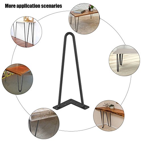 Gototo – Juego de 4 patas de mesa con horquillas de hierro para el pelo, patas de mesa, metal, color negro, industrial, patas de muebles, para manualidades, sillas, muebles, 20/30/40/71 cm (30 cm)