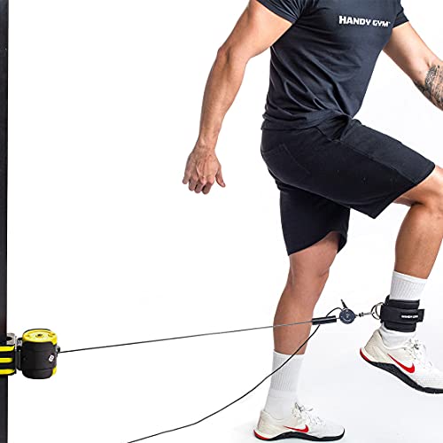 HANDY GYM Elite - El Gimnasio en casa más pequeño, Potente y portátil del Mundo-Entrenamiento en casa-hasta 34 Kilos Resistencia en Menos de 1Kg-Equivalente a una Maquina de Gimnasio Multifuncional