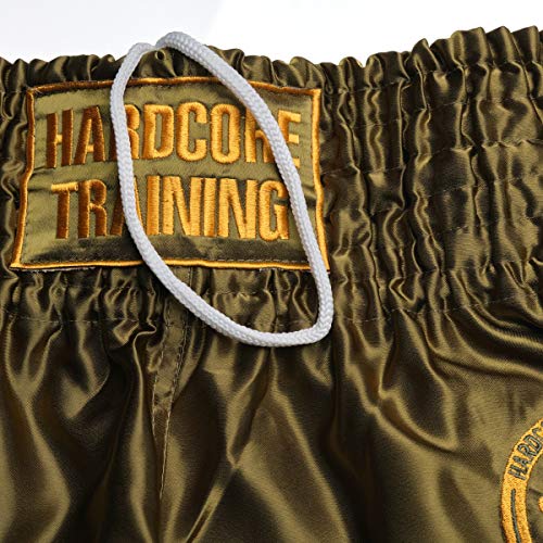 Hardcore Training Classiс Muay Thai Luncha Pantalones Cortos Hombre Negro Blanc Azul Rojo Camo Kickboxing Boxeo MMA Combat Sport Sparring (Forest Camo, XS)