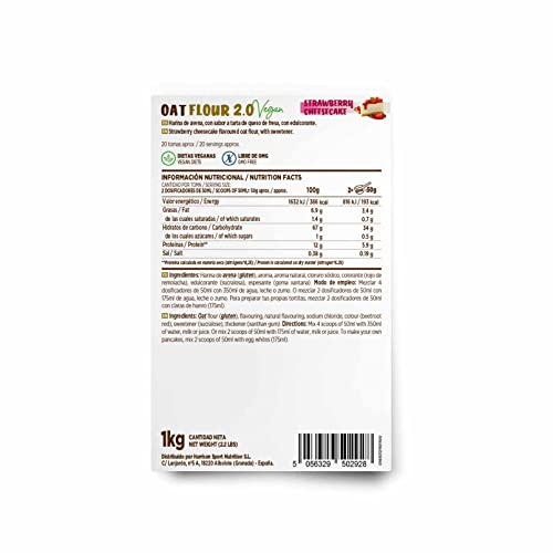 Harina de Avena de Sabores de HSN | Fresa Tarta Queso 1Kg = 20 Tomas | Instant Oatmeal | Ideal para Batidos, Tortitas de Avena y Claras | Sin Azúcares añadidos