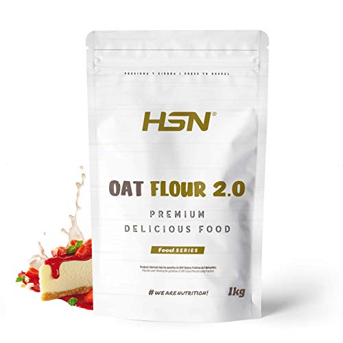 Harina de Avena de Sabores de HSN | Fresa Tarta Queso 1Kg = 20 Tomas | Instant Oatmeal | Ideal para Batidos, Tortitas de Avena y Claras | Sin Azúcares añadidos